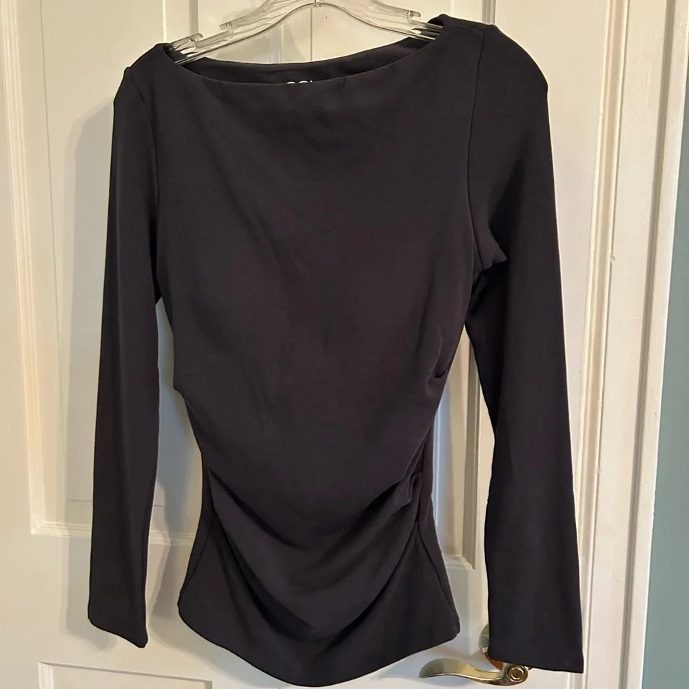 OGL Eco-Mousse Modern Side Ruched Boatneck Brami Top with removable bra pads - Picture 2 of 5